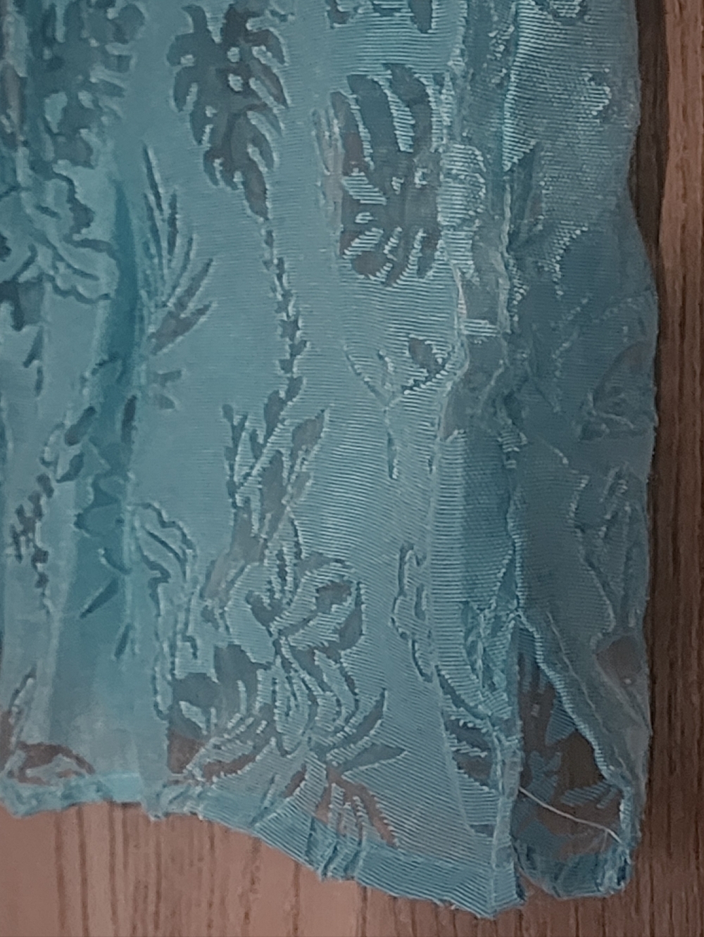 Salon Studio Collar Women's Aqua Semi Sheer Laced Button Down Top Blouse Sz L - Picture 3 of 8